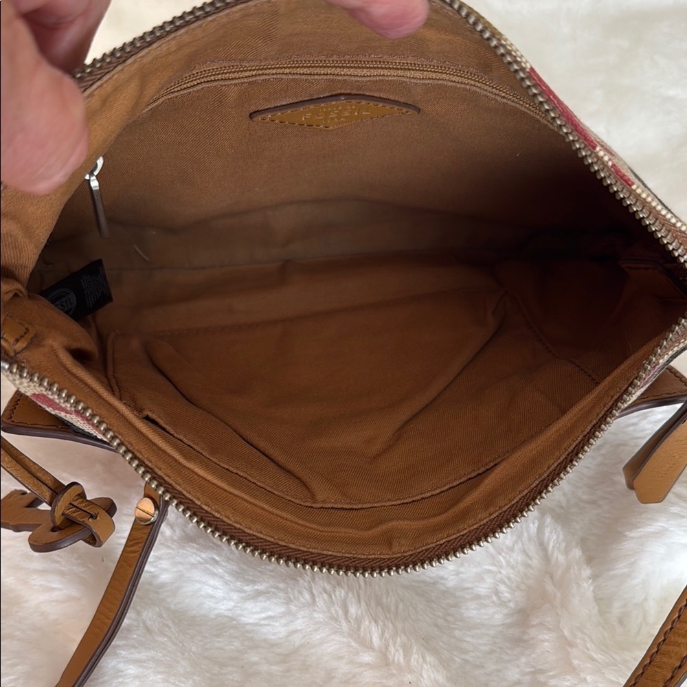 Fossil Red and Brown Clutch with Floral Design - Picture 9 of 15